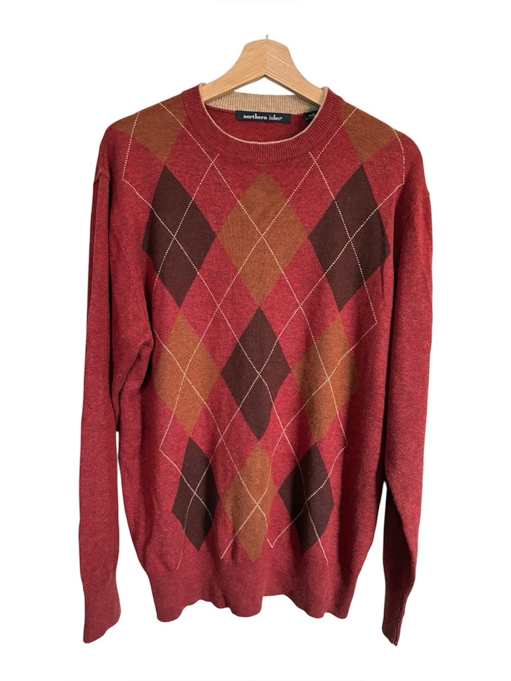 Northern Isles Sweater Men M Silk Casmere Blend Argyle Diamond Golf Dad Grandpa